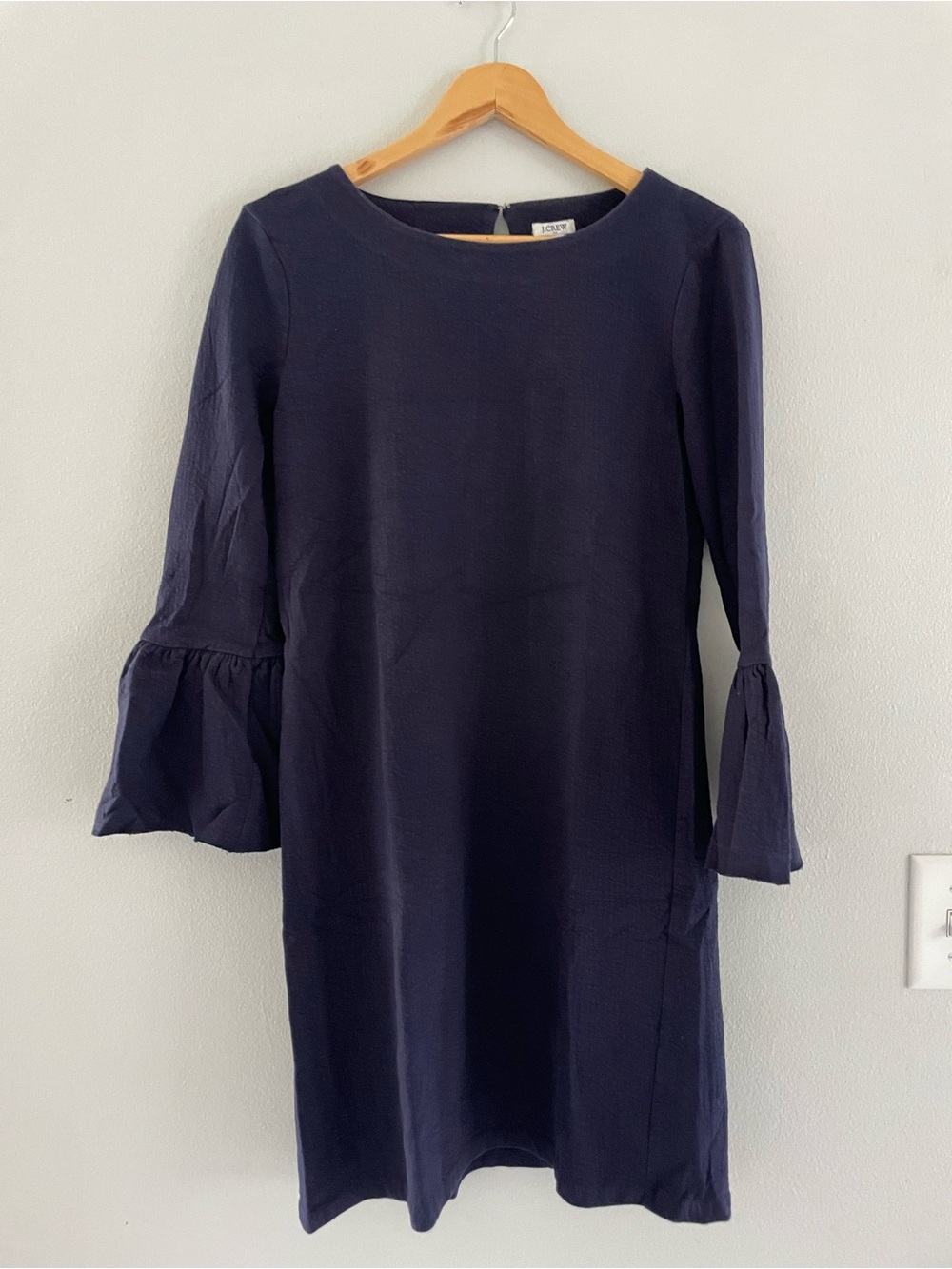 J. Crew Factory Navy Bell-Sleeve Shift Dress